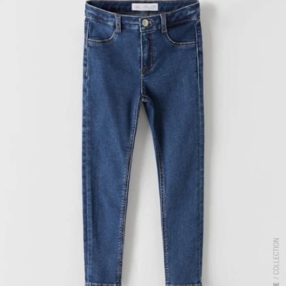 Zara Kids Jeans Mid Rise Skinny Jeans Distressed Dark Wash SZ 4/5 Girls NEW! - Picture 12 of 13